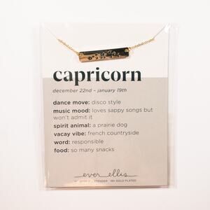 Capricorn Zodiac Bar Necklace Gold Plated Ever Ellis  16” Astrology Jewelry